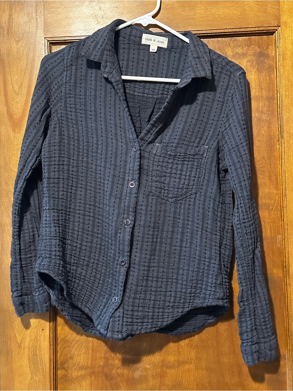 Cloth & Stone Anthropologie Textured Gauze Plaid Button Down Shirt - XS